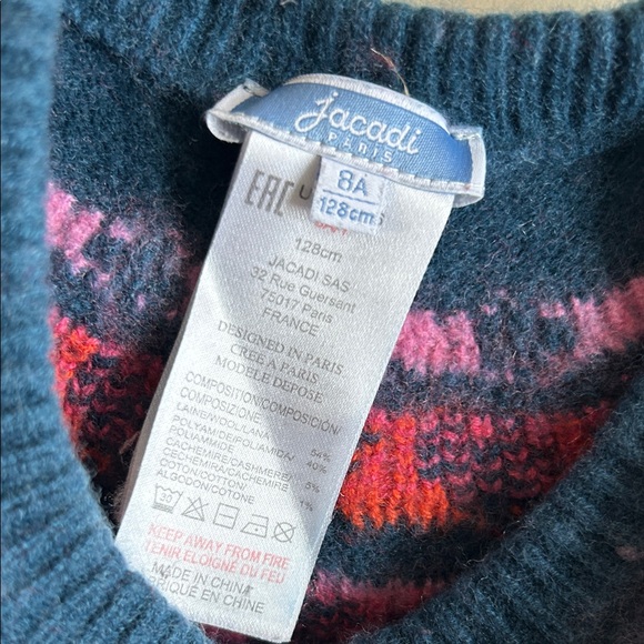 Jacadi Dark Blue Sweater with Pink and Red Heart Design and Grey Sweater - Picture 2 of 15